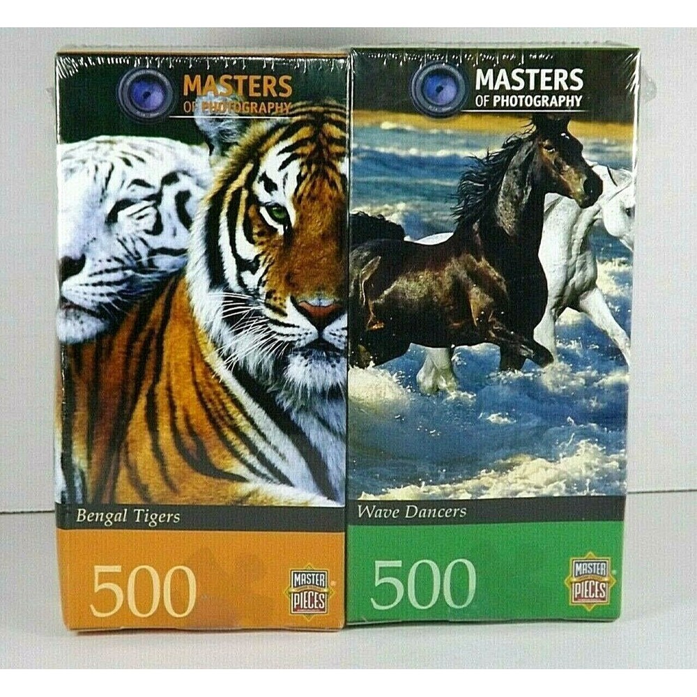 Master Pieces Jigsaw Puzzles 2 Pack Bengal Tigers & Wave Dancers Horses 500 Pcs